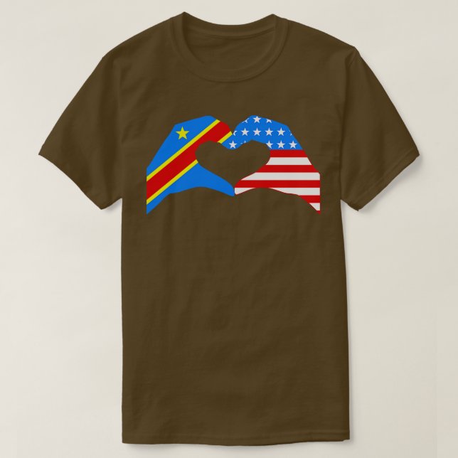 Vi Heart Congo USA Multinational Patriot Flagga Se T Shirt (Design framsida)