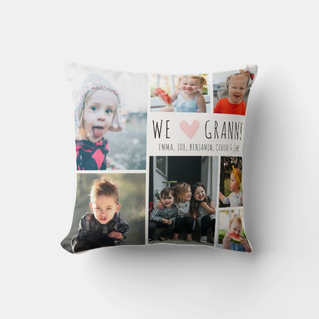 Vi Heart Granny Photo Collage Grandmor Gift Kudde (Framsida)