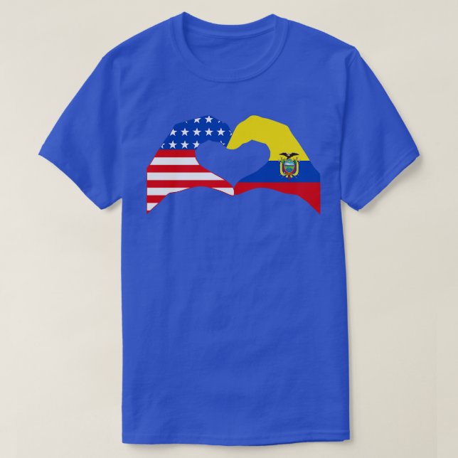 Vi Heart USA Ecuador Multinational Patriot Flagga  T Shirt (Design framsida)