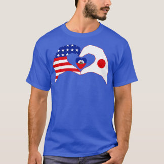 Vi Heart USA Japan Haiti Multinational Patriot Fla T Shirt