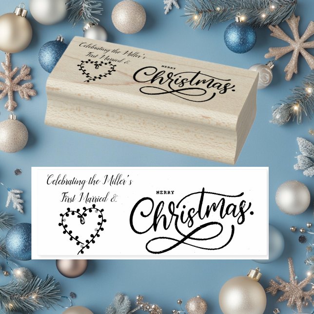 Vi högtidlighåller vår första gift och God jul Stämpel (Skapare uppladdad)