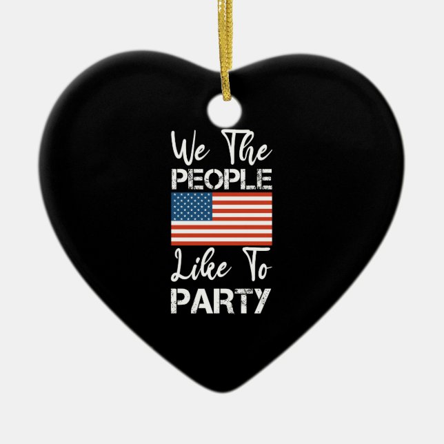 Vi i befolkningen tycker om Party patriotisk 4 jul Julgransprydnad Keramik (Framsidan)