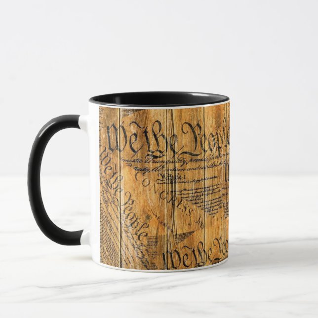 Vi i den amerikanska konstitutionen Rustic Wood Mugg (Vänster)