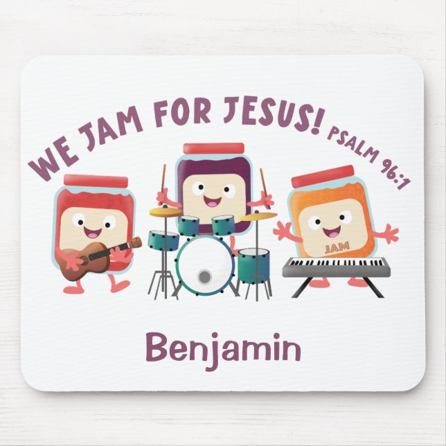 Vi jammar för Jesus söt bibelvers tecknad serie Musmatta (Framsidan)