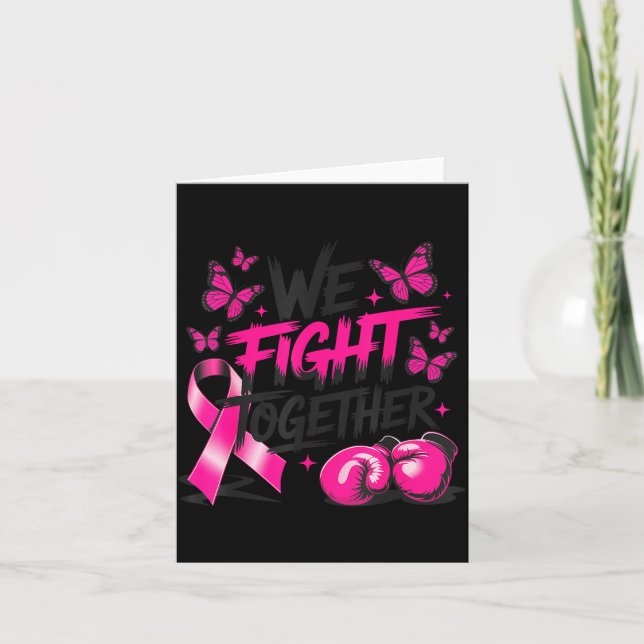 Vi Kämpar Tillsammans Fighter Handskor Bröstcancer Kort (Framsida)