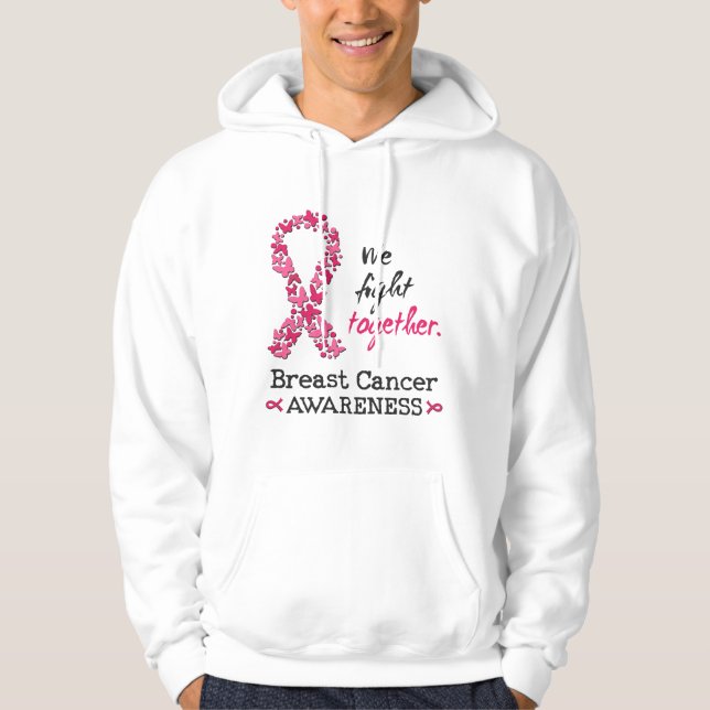 Vi kämpar tillsammans mot bröstcancer hoodie (Framsida)