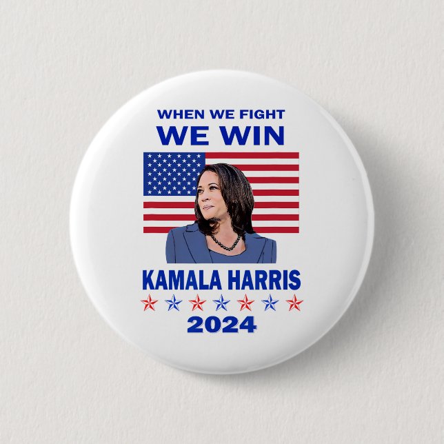 Vi Kämpar Vi Vinner - Kamala Harris 2024  Knapp (Framsida)