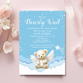 Vi kan avvakta Angel-Nallen Baby blue Inbjudningar