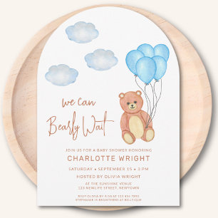 Vi kan barly Wait Boy's Baby Shower Arch Inbjudningar