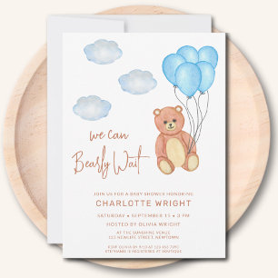 Vi kan barly Wait Boy's Baby Shower Inbjudningar
