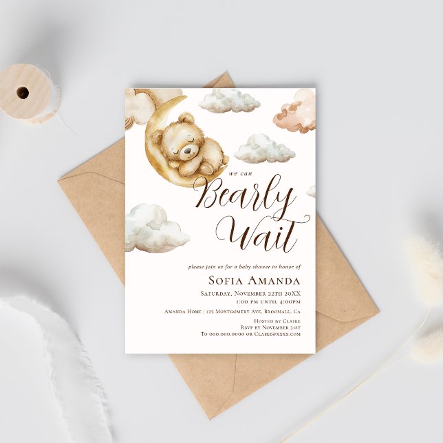 Vi kan barly Wait Cloud Måne Baby Shower Inbjudningar (Skapare uppladdad)