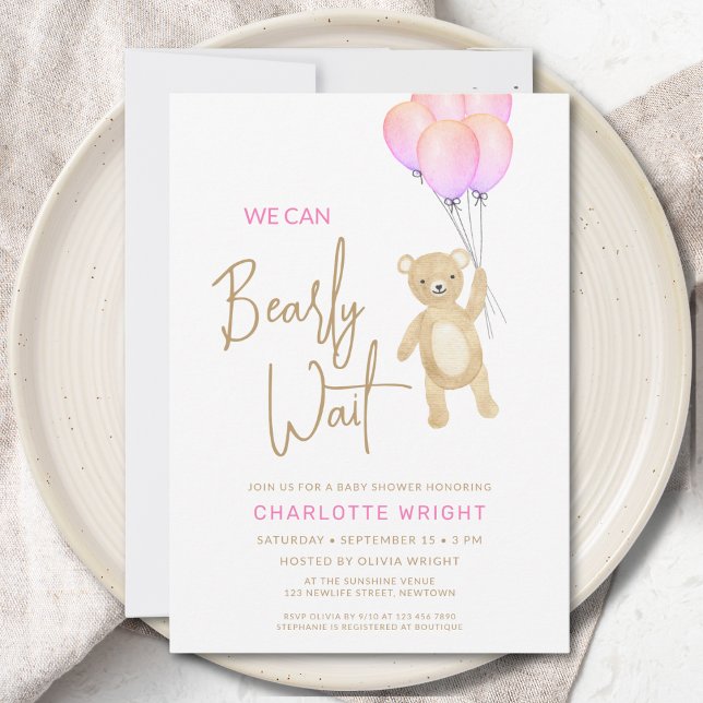 Vi kan barly Wait Girl's Baby Shower Inbjudningar (Skapare uppladdad)