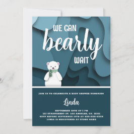 Vi kan bearly Wait Boy Winter Baby Shower Inbjudningar