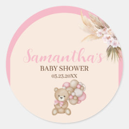 Vi kan bearly Wait Girl Baby Shower Sticker Runt Klistermärke