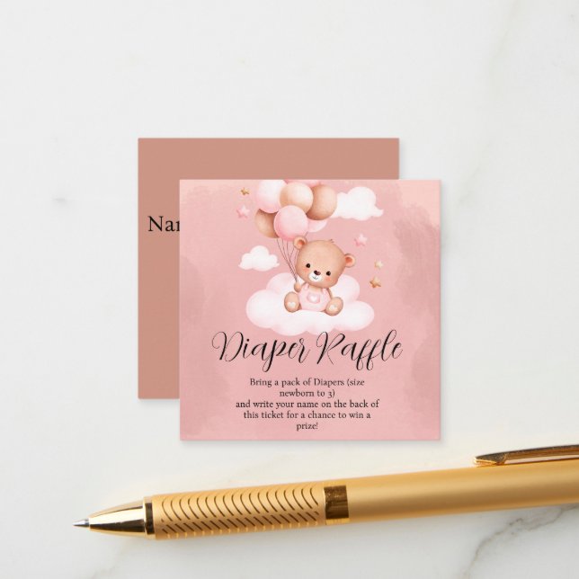 Vi kan bearly Wait Girl Diaper Raffle Tilläggskort (Fram/Back In Situ)