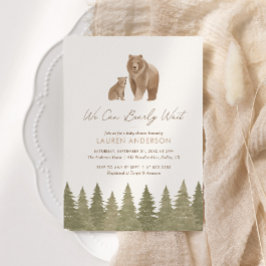 Vi kan bearly Wait Woodland Baby Shower Inbjudningar