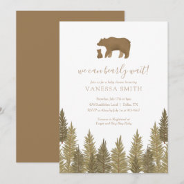 Vi kan bearly Wait Woodland Baby Shower Inbjudningar