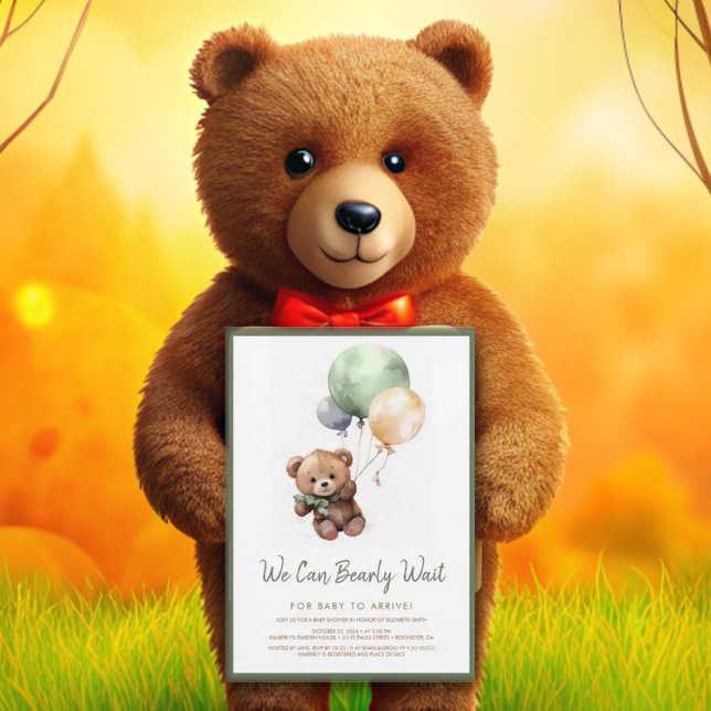 Vi kan bockra Nalle Ballon Baby Shower Inbjudningar (Skapare uppladdad)