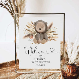 Vi kan boho Bear Baby Shower Poster