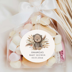 Vi kan boho Bear Baby Shower Runt Klistermärke