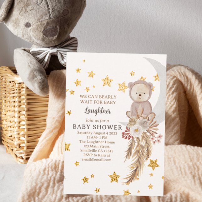 Vi kan boho Bear Måne Baby Shower Inbjudningar (Skapare uppladdad)