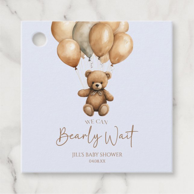 Vi kan boho Nalle Baby Shower Gåvor Etiketter (Framsida)