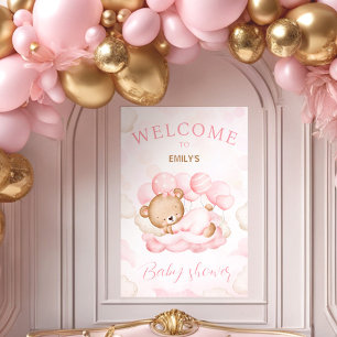 Vi kan boka in välkomstskylt för flickbabydusch poster
