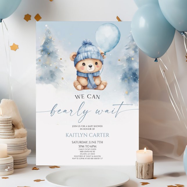 Vi kan bolla Baby Shower för vänstra vinter-Nallen Inbjudningar (Skapare uppladdad)
