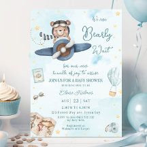 Vi kan bolla Bear Blue Flygplan Boy Shower