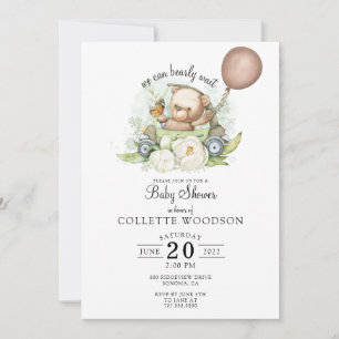 Vi kan bolla Nalle Ballon Baby Shower Inbjudningar