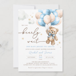 Vi kan bolla Nalle Ballon Baby Shower Inbjudningar