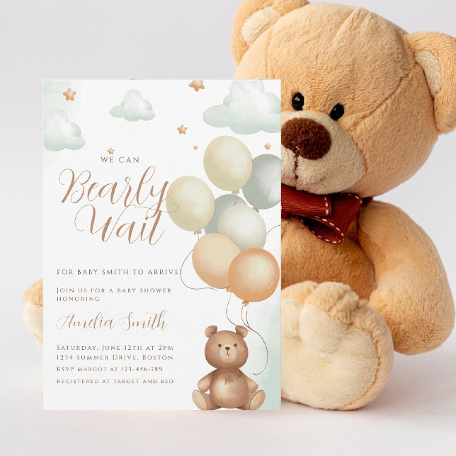 Vi kan bolla Nalle Ballon Baby Shower Inbjudningar (Skapare uppladdad)