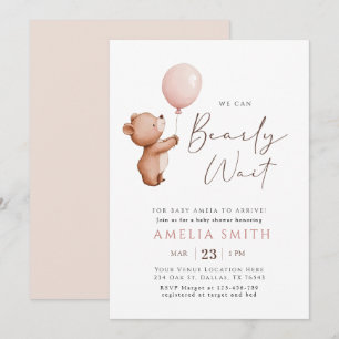 Vi kan bolla Nalle Ballon Baby Shower Inbjudningar
