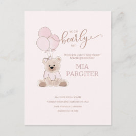Vi kan bolla Rosa Budget Baby Shower för Nalle Vykort