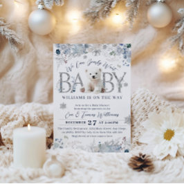 Vi kan bolla vänta Winter Bear Pojke Shower Inbjudningar