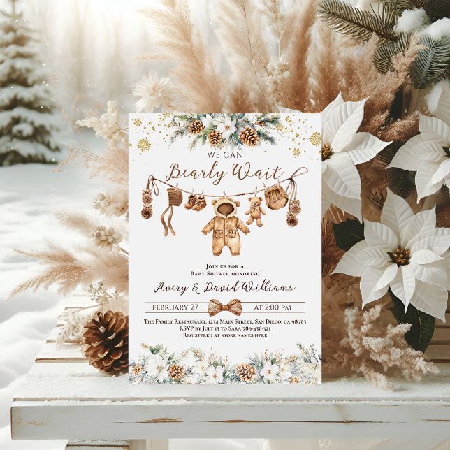 Vi kan bolla Väntevinter ClothestLine Baby Shower Inbjudningar (Skapare uppladdad)