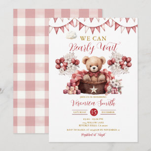 Vi kan bota Baby Shower Red Blommigt Balloon Inbjudningar