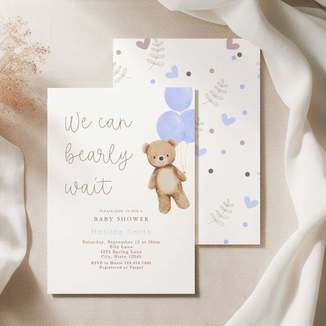 Vi kan bota Blue Ballogs Baby Shower Inbjudningar (Skapare uppladdad)
