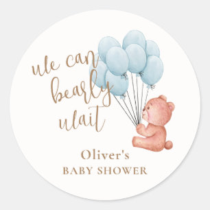 Vi kan bota den blå babyskaren med blå ballong runt klistermärke