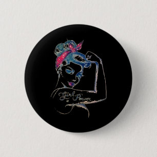 Vi kan bota det Rosie Riveter Breast Cancer Girl Knapp