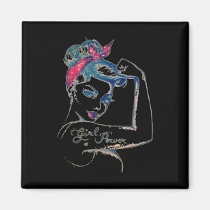 Vi kan bota det Rosie Riveter Breast Cancer Girl P Magnet