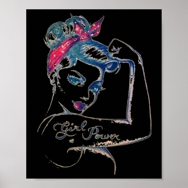 Vi kan bota det Rosie Riveter Breast Cancer Girl Poster (Framsidan)