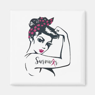 Vi kan bota det Rosie Riveter Breast Cancer Surviv Magnet