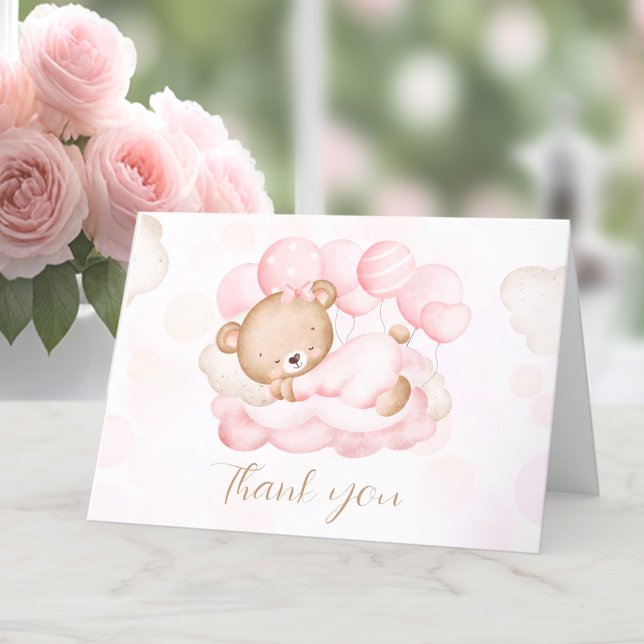 Vi kan bota en liten babydusch... tack kort (We Can Bearly Wait Girl Baby shower Thank You Card)