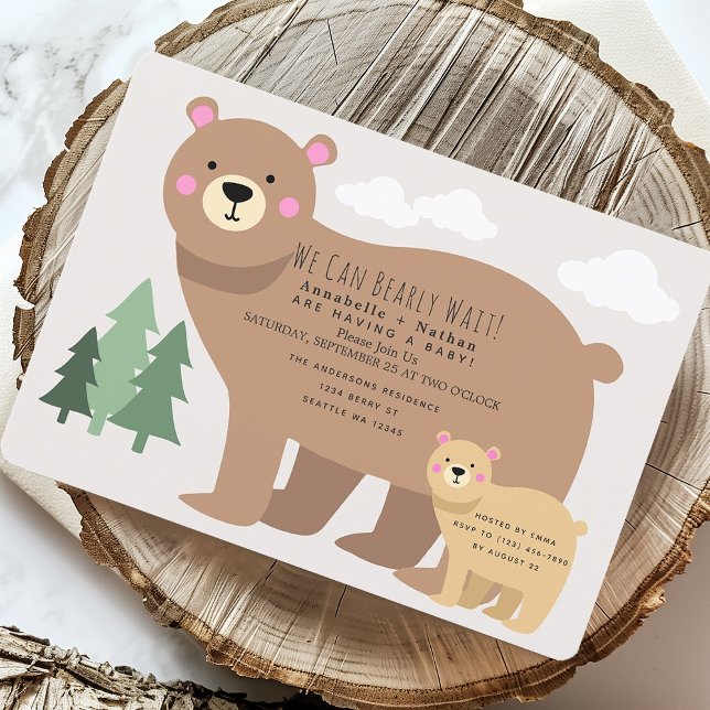 Vi kan bota Mamma Bear Baby-duschinbjudan Inbjudningar (Skapare uppladdad)