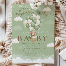Vi kan bota Nalle Sage Baby Shower Inbjudningar