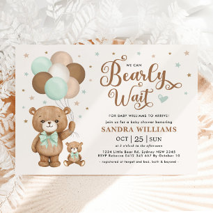 Vi kan bota Nallen Baby Shower för Grönt Inbjudningar