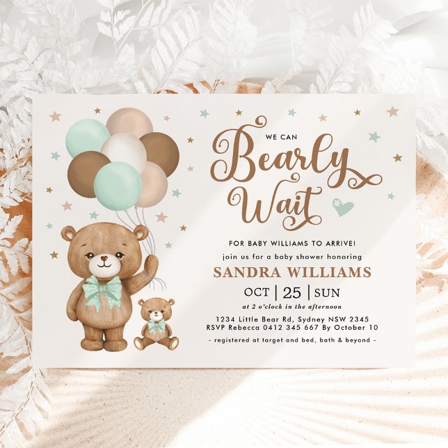 Vi kan bota Nallen Baby Shower för Grönt Inbjudningar (Skapare uppladdad)