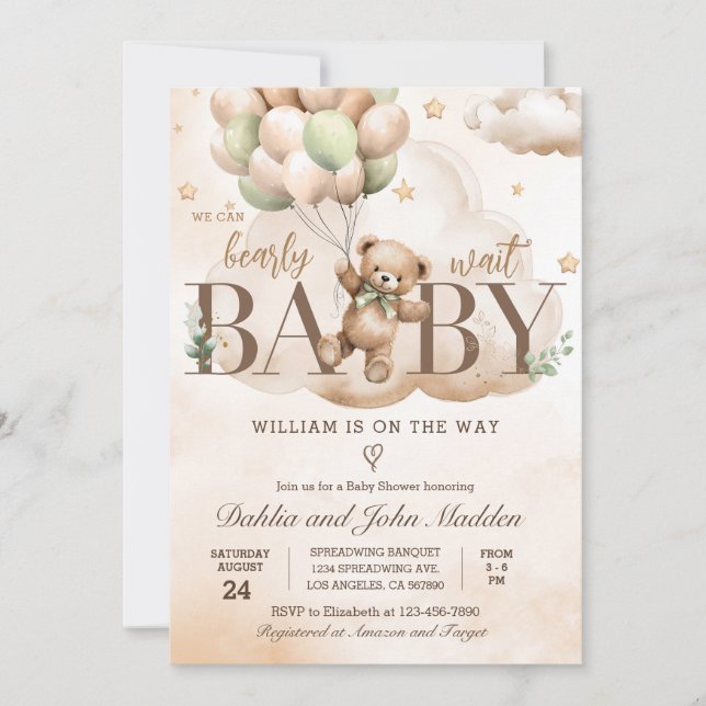Vi kan bota Nallen Baby Shower för Neutralt Inbjudningar (Framsida)
