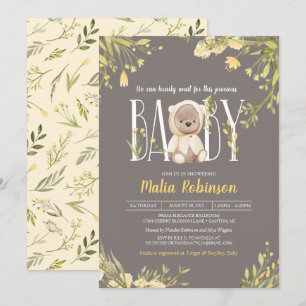 Vi kan bota Nallen Baby Shower Gult I Inbjudningar